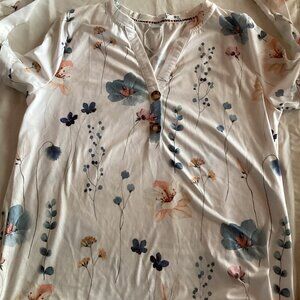 White with Blue Flower Top